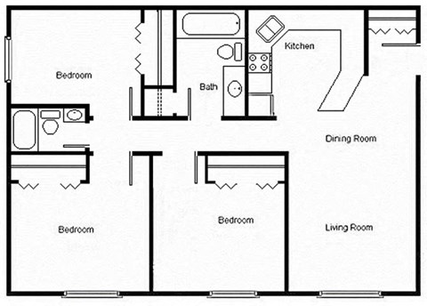 3 Bedroom Floor Plan at The Villages at Essex Park, Minnesota, 55901